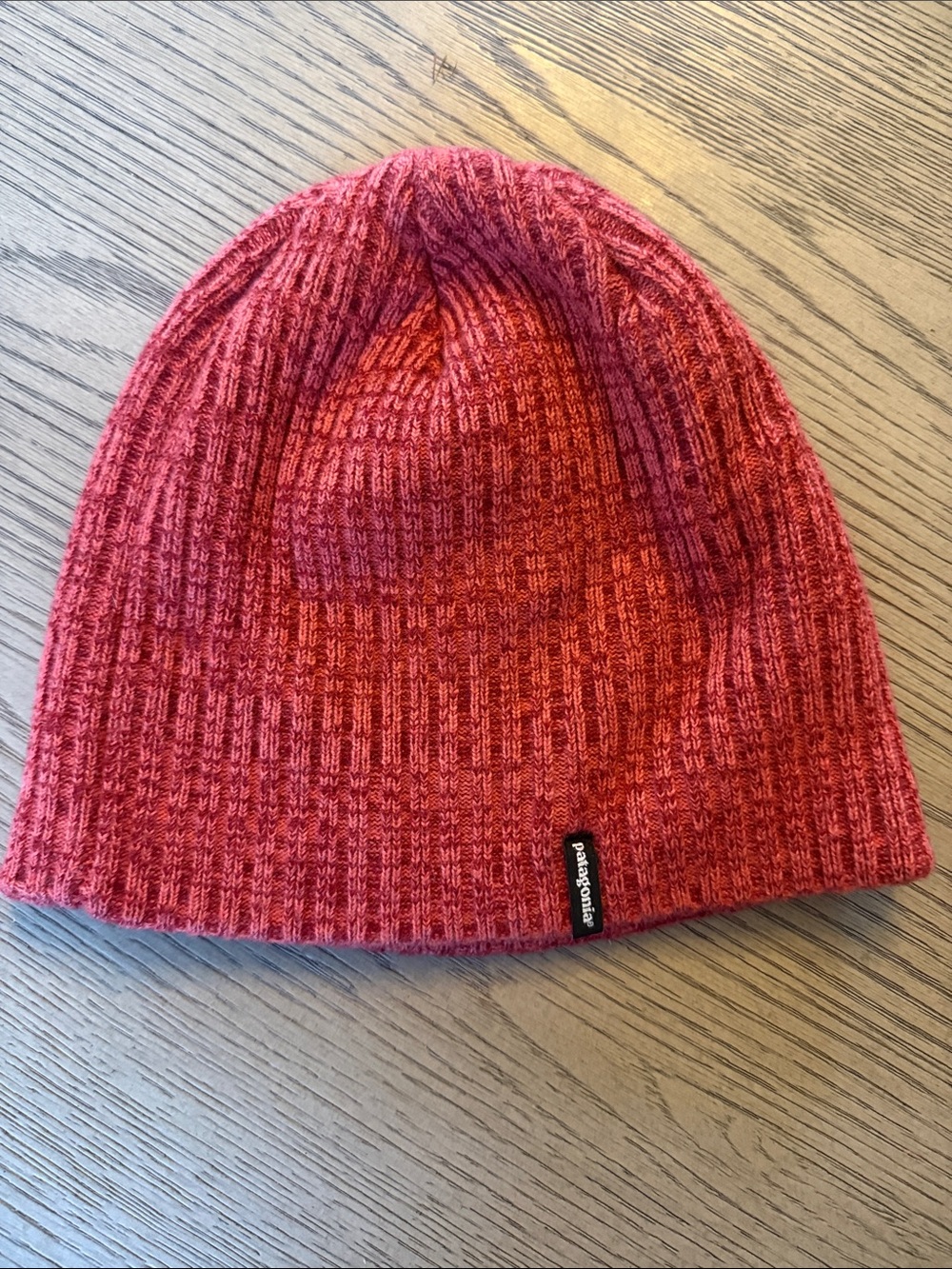 Patagonia UniSex Brodeo Red-Pink Ribbed Knit Beanie